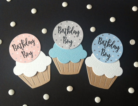 Birthday Boy Dot Design - Twelve Cake Toppers