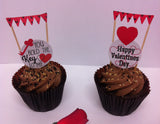 Valentines Day & Key to my Heart Cake Toppers in Chocolate Cupcakes