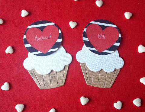 Navy Striped Husband/ Wife - Twelve Cake Toppers
