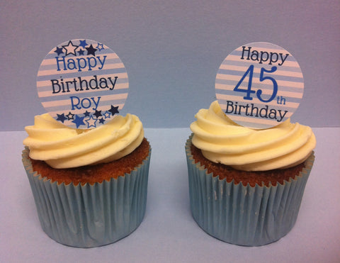 Blue Stars & Stripes Birthday - Twelve Cake Toppers