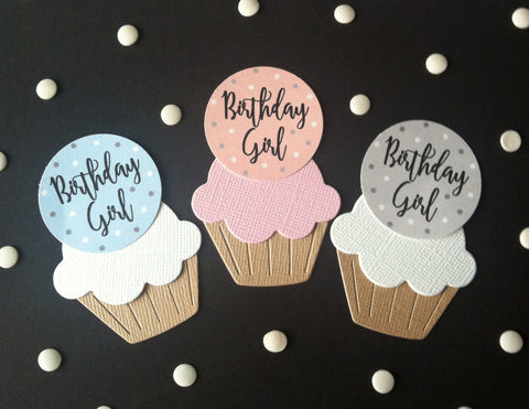 Birthday Girl  Dot Design - Twelve Cake Toppers