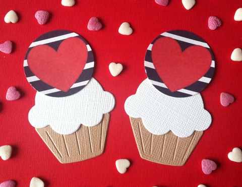 Navy Stripe Heart - Twelve Cake Toppers