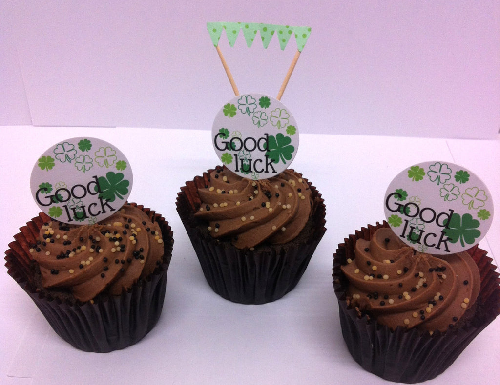 Good Luck Cake Toppers & Mini Green Cake Bunting